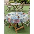 thumbnail image 4 of Outdoor Tablecloth with Umbrella Hole for Patio/Picnic/Party/Camping, Teal Coastal Turtle Waterproof Table Cloth Round Cover Washable, Beach Nautical Ocean Coral Seahorse (Dia 60"), 4 of 8