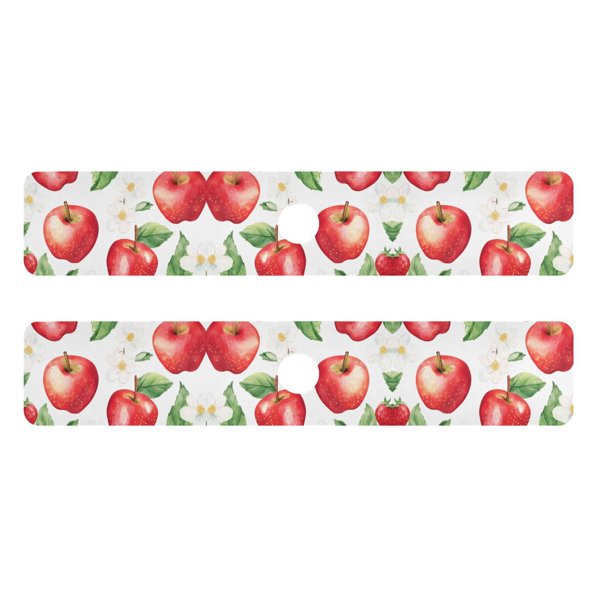 Yayeee Faucet Mat for Kitchen Sink 30" Diatomite Long Splash Guard Pad, White Apple Pattern, 2 Pack