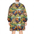 thumbnail image 2 of Wearable Oversized Blanket,Green Chicken Sunflower Pattern Wearable Blanket Hoodie for Adults,Cozy Hooded Blankets with Super Pockets,Super Warm Fuzzy Pullover for Women & Men, 2 of 6
