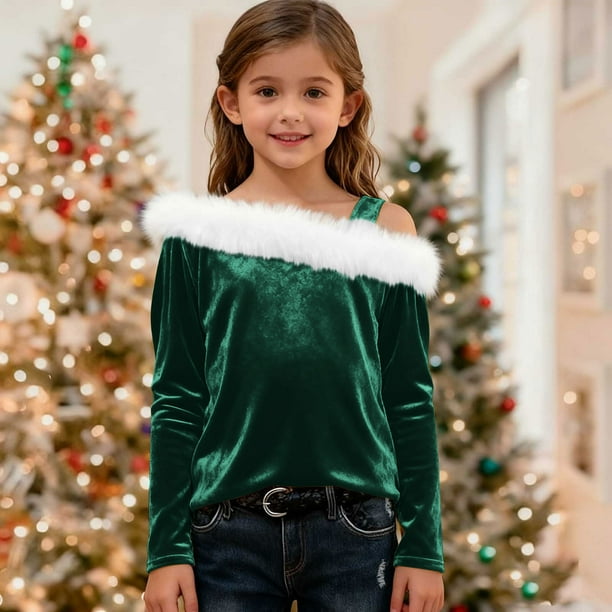 Blusa de manga larga de color liso para niñas de 4 a 14 años