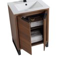 thumbnail image 4 of Fine Fixtures Opulence Collection 24 in. W x 18 in. D x 33 in. H Bathroom Vanity in Walnut Ebony with White Ceramic Sink - Black hardware, 4 of 9