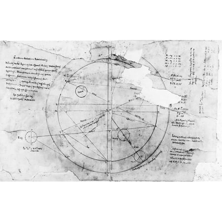 Astronomical Chart by Galileo 1636 Stretched Canvas - Science Source (24 x