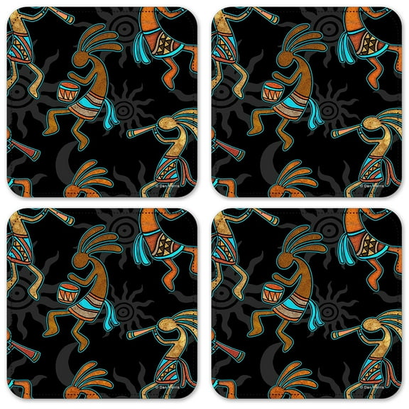 Vinyl Drink Coasters - Set of 4 - Kokopelli - Image by Dan Morris