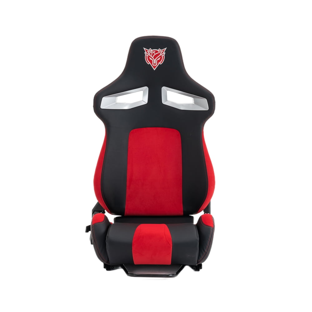 DECMAY Universal Reclinable Racing Simulator Seat – Bucket Style Sport Seat with Adjustable Lock Slide, Red+Black PU Leather & Iron/PVC Frame for PS5/PS4/Xbox/PC