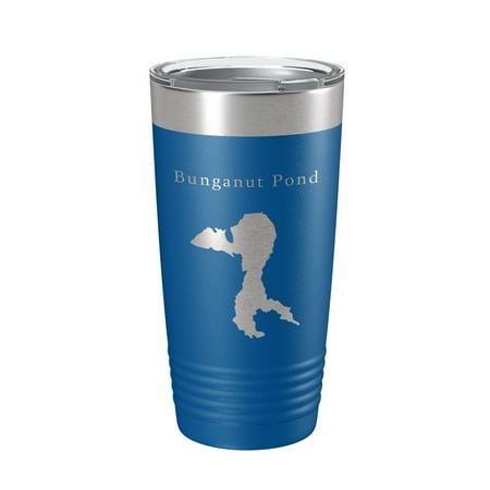 

Bunganut Pond Tumbler Lake Map Travel Mug Insulated Laser Engraved Coffee Cup Maine 20 oz Royal Blue
