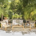 thumbnail image 3 of Noble House Hampton 4 Piece Outdoor Wicker Conversation Set in Gray, 3 of 44