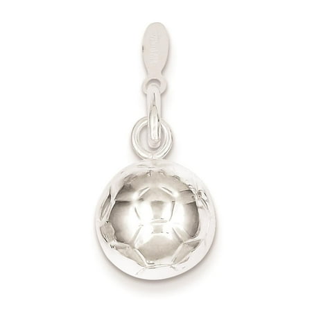 925 Sterling Silver 3-D Soccerball Solid Charm Pendant 19mmx12mm