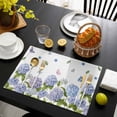 thumbnail image 3 of Spring Hydrangeas Placemats Set of 4, Purple Floral Butterfly Leaves Placemats for Dining Table, Place Mats for Kitchen Tabletop, Waterproof Wipeable Dining Table Mats Set, 3 of 9