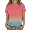 thumbnail image 1 of Zpanxa T Shirts for Girls Solid Color Round Neck Loose Fit Print Pattern Top Polyester Spandex 3-4 Years, 1 of 5