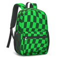thumbnail image 2 of Green and Black Wavy Checkered 17" School Backpacks for Teens,Waterproof Oxford Fabric,S-Shape Padded Straps for School,Travel,Hiking,Camping, 2 of 6