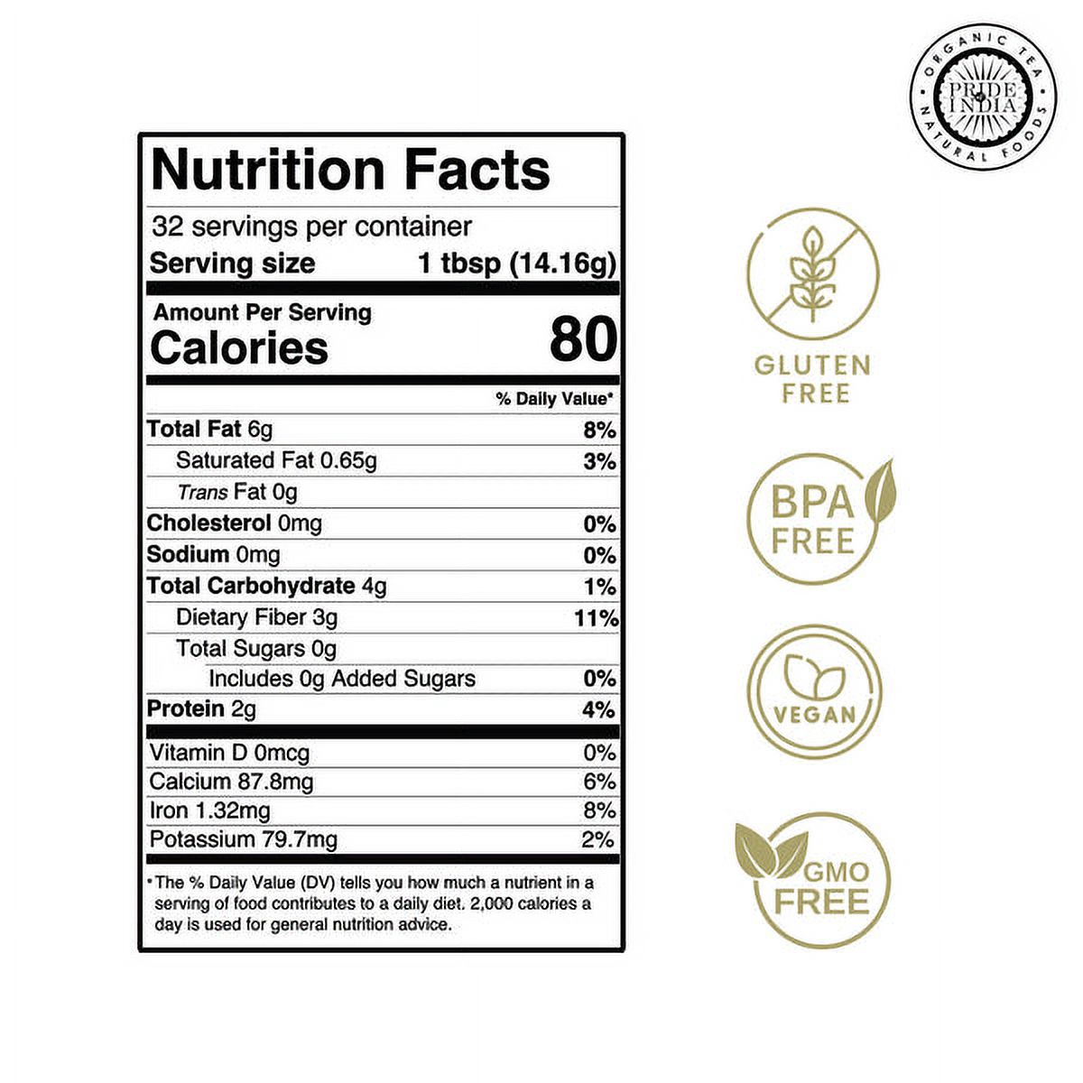 Pride of India - Pack of 6 - Triple Omega Super Seed Flour, Gluten Free Baking Blend, 1 lb Jar