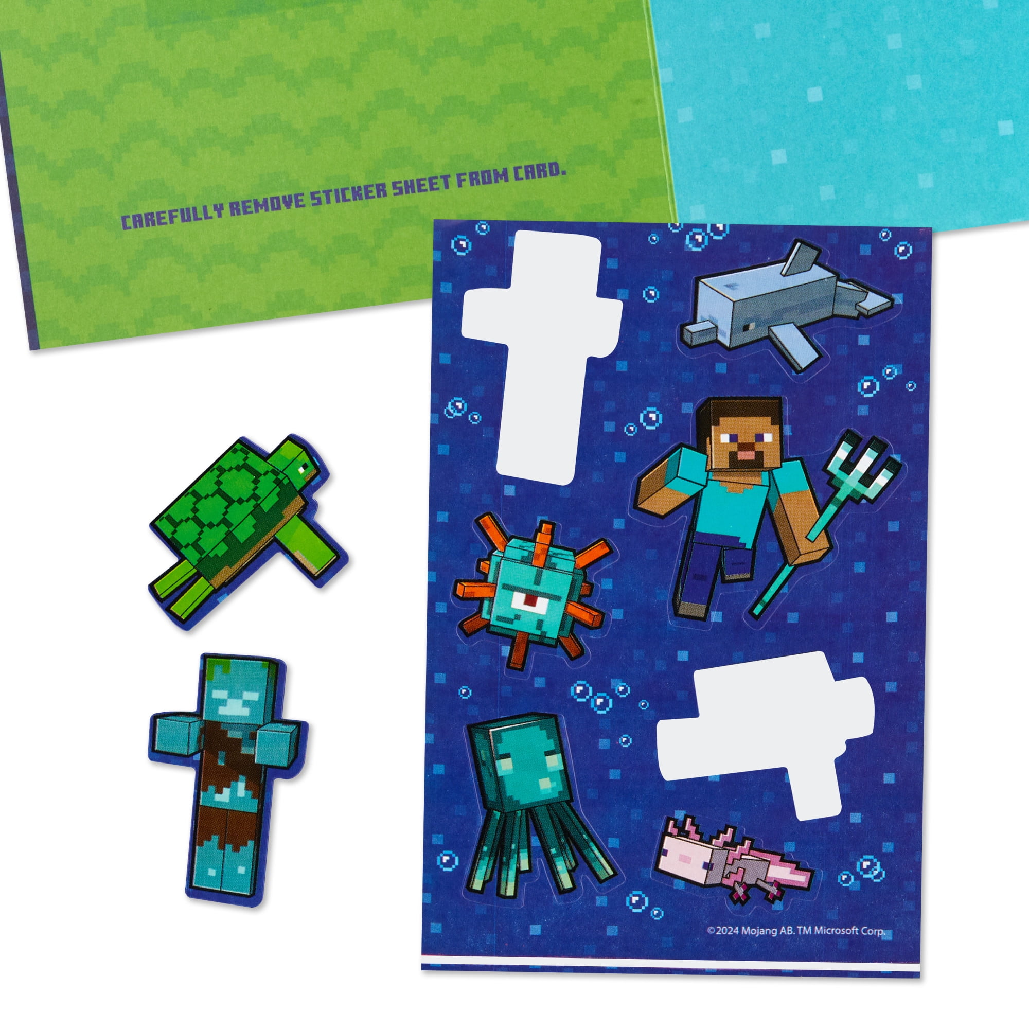 Hallmark Minecraft Birthday Card for Boy with Stickers (Build a World of Adventure)