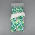 thumbnail image 2 of Ambesonne Leaf Bedding Set 4 Pcs, Flowers Plumeria Lilacs, Queen, Yellow Green Pale Blue, 2 of 3
