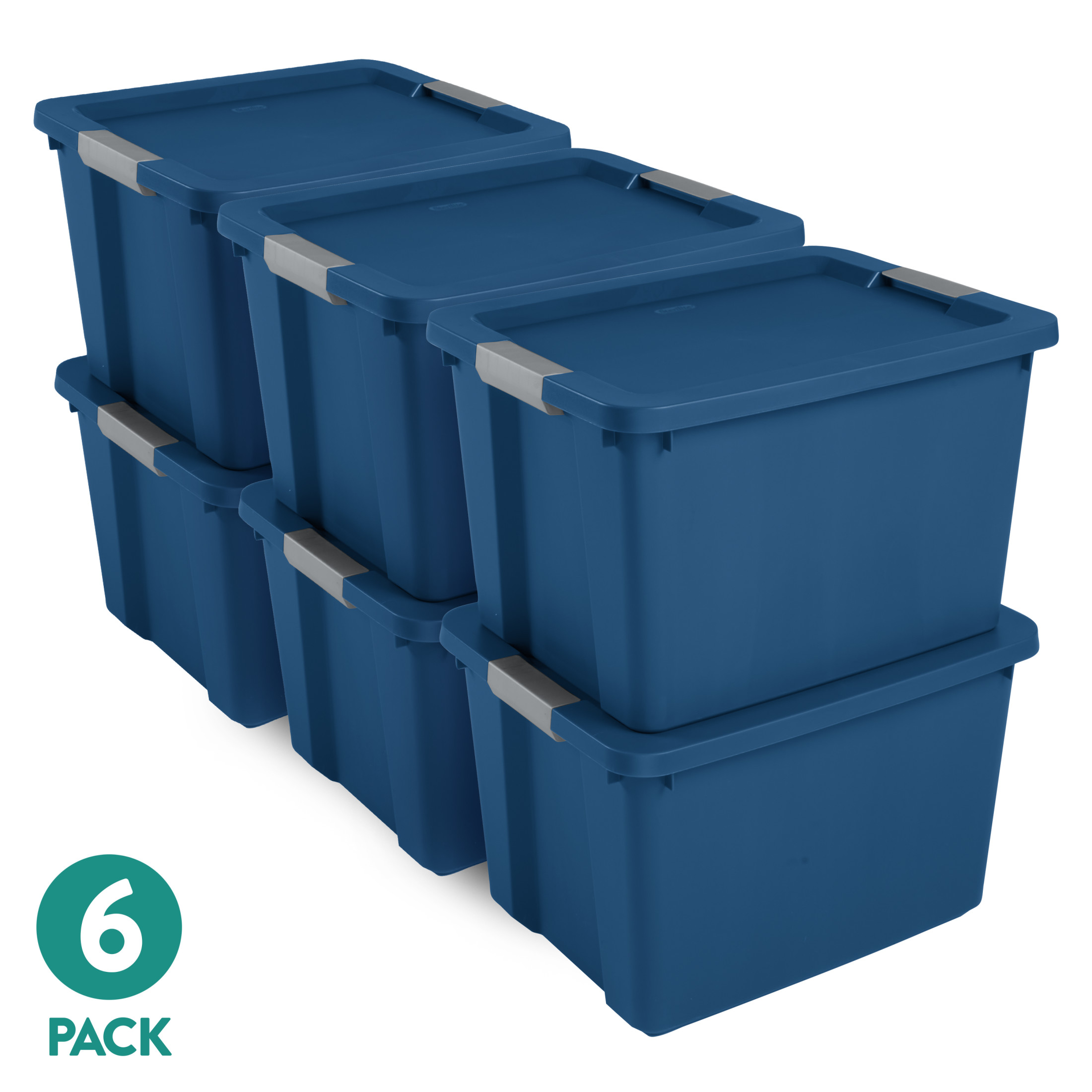 Sterilite 20-Gallon Latching Storage Tote, Blue, 6-Pack photo 1