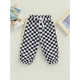 thumbnail image 2 of Toddler Kid Girls Casual Trousers, Drawstring Elastic Waist Checkerboard Plaid Pattern Loose Harem Long Pants, 2 of 8
