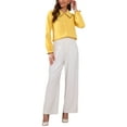 thumbnail image 2 of Allegra K Women's Sweet Ruffle Peter Pan Collar Button up Work Shirts XS Yellow, 2 of 6