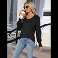 thumbnail image 4 of Camisas Casuales Holgadas de Larga para Mujer, Blusas Fruncidas con Cuello en V, Blusas de Moda. Negro XXL, 4 of 10