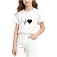 thumbnail image 2 of WQNVRNR Girls Short Sleeve Shirt- Loose Casual Crewneck Printed Cute Summer Tops White Size 4, 2 of 5