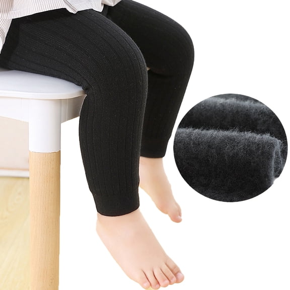 Qudderr Baby Toddler Kids Girls Winter Leggings Fleece Lined Warm Pants Cotton Thick Tights Girls Solid Color Stretch Bottoms 0M-8Y