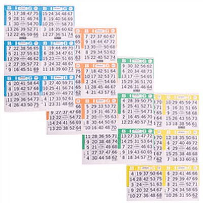 American Games Bingo Paper Game Cards - 6 cards - 4 sheets -100 books per pack - 4 Colors, Made in USA