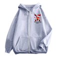thumbnail image 4 of NinXxx Ladies' Christmas Zipper Long Sleeve Pocket Drawstring Hooded Sweatshirt Grey XXXL, 4 of 8