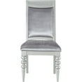 thumbnail image 2 of JERFIT Glam Silver and Grey Upholstered Side Chairs Set of 2, Plush Fabric Accent Chairs with Rhinestone Decor and Wooden Legs for Dining or Living Room, 2 of 6