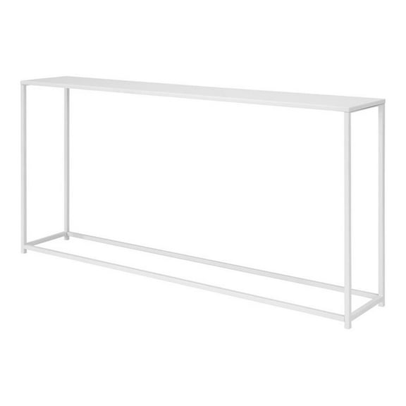 Pemberly Row 56" Rectangular Modern Metal Console Table in White