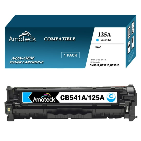 Amateck Compatible Toner Cartridge Replacement for CB541A (HP 125A) Cyan 1 Pack for Color LaserJet CM1312 MFP, Color LaserJet CM1312nfi, Color LaserJet CP1215, CP1515n, CP1518ni