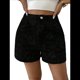 thumbnail image 3 of Shorts Bohemios de Verano con Cintura Alta y Bolsillo para Mujer, de Jacquard Floral Negro M, 3 of 8