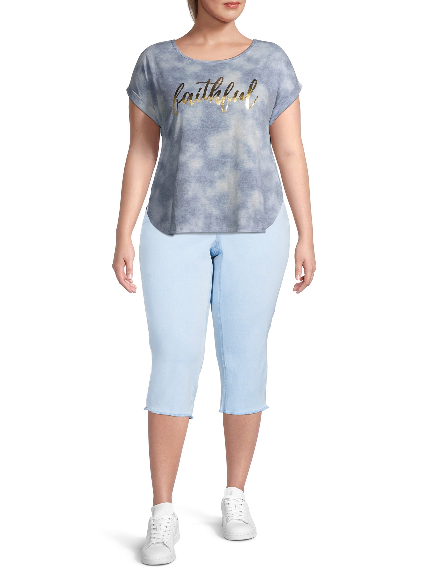 Alivia Ford Women's Plus Size Frayed Hem Capri Pants