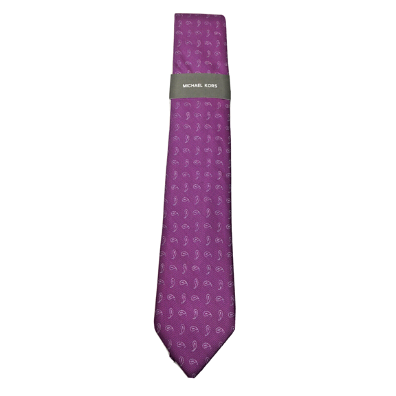 MICHAEL KORS Men's Paisley 100% Silk Classic Neck Tie, Purple, One Size