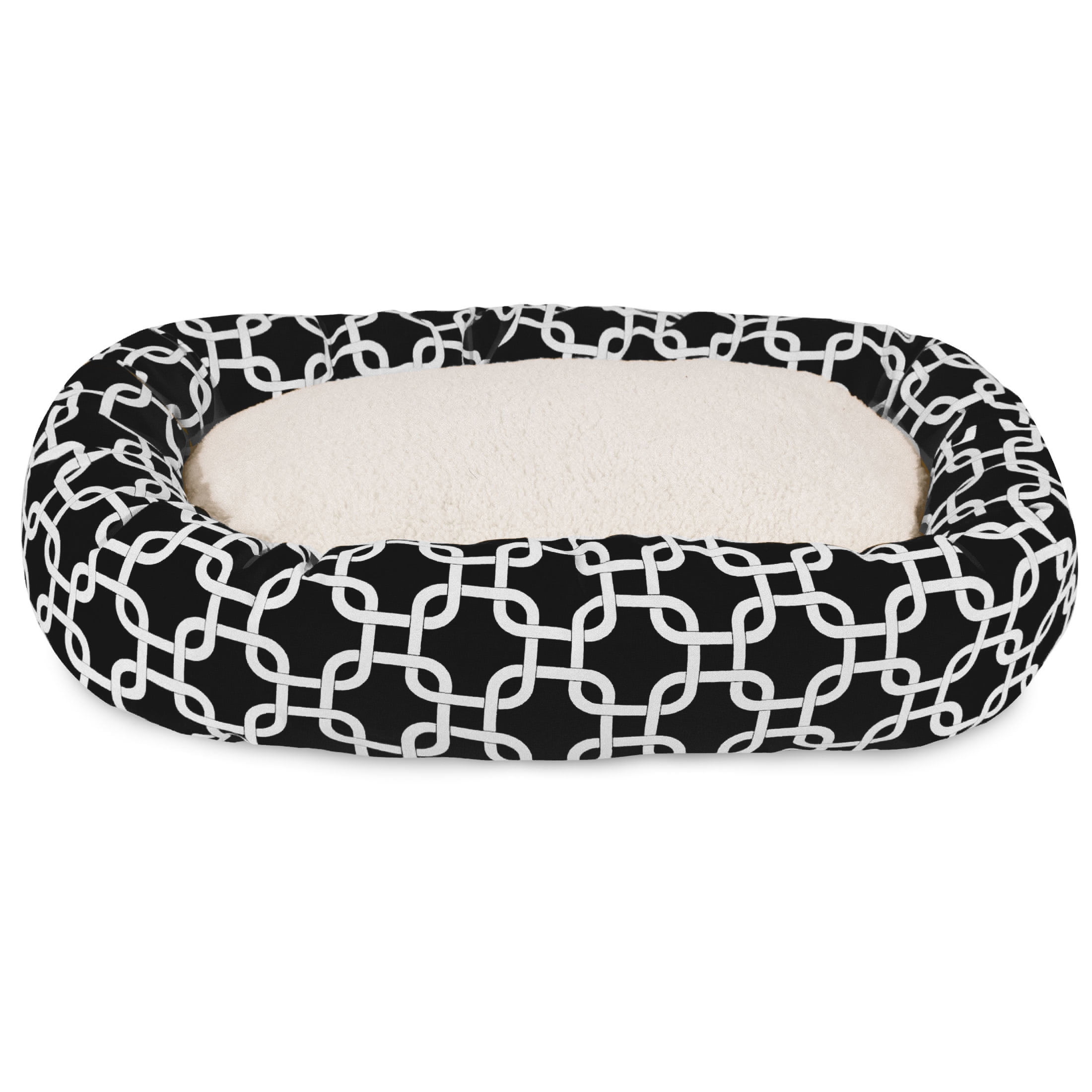 Majestic Pet Sherpa Links Bagel Pet Bed for Dogs, Calming Dog Bed Washable, Large, Black