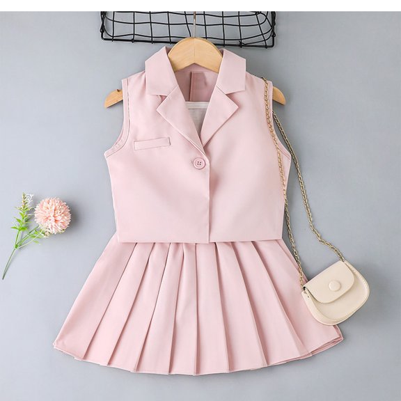 piuwrlz Ones Piece Dress for Kid Girls Skirts One Piece Skirt Set Pink Size 6Y