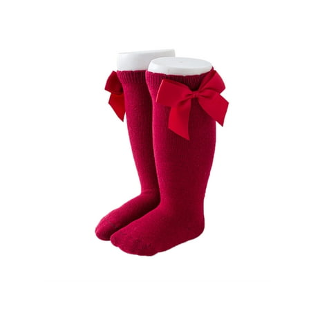 

Yinyinxull Kids Baby Girls Socks Solid Color Cotton Socks Cute Breathable Long Tube Socks Wine red 2-3 Years