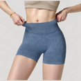 thumbnail image 7 of Women's Ribbed Seamless Biker Shorts with Stretch Fabric and Smooth Fit - Large, Blue, 7 of 7
