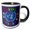 Black/White, variant on 3drose, Images of United Nations Day Surrounded by Colored Handprints, 15oz Two-tone Black Mug