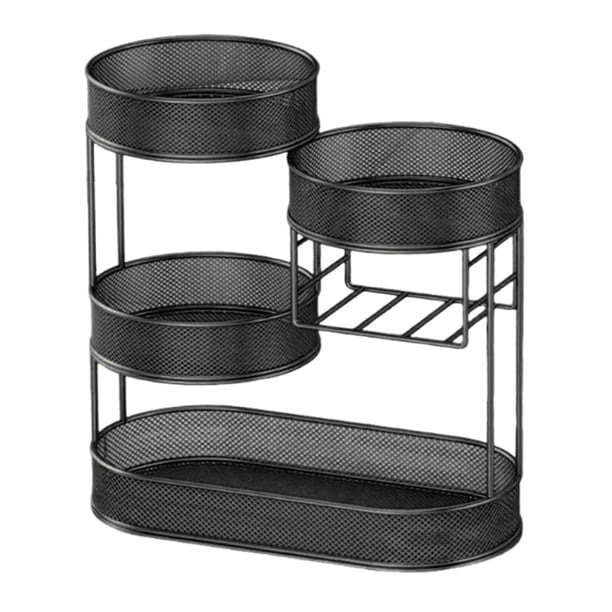 Cesta organizadora para almacenar frutas, centro de mesa, diseño transpirable, soporte para servir Negro