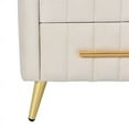 thumbnail image 6 of CRO Decor Wooden Nightstand with 3 Drawers and Metal Legs&Handles-Beige, 6 of 12