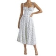 thumbnail image 2 of Franhais Women Summer Floral Dress,Flower Print Self Tie Low-Cut Sleeveless One-Piece with Slit Hem, 2 of 8