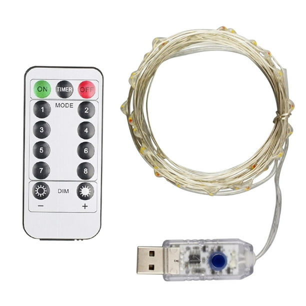 Cadena de Luces LED Sunnimix 10m 100 LED Azul lámpara de control remoto USB