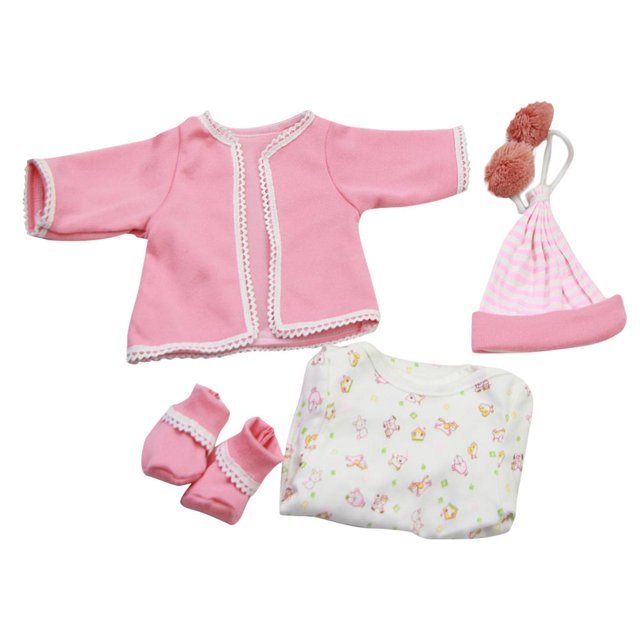 Ropa de muñecas para bebés de 22 a 23 pulgadas, pelele, traje de muñeca de simución, vestido para niña Reborn Zulema conjunto de cardigan del mameluco de las muñecas