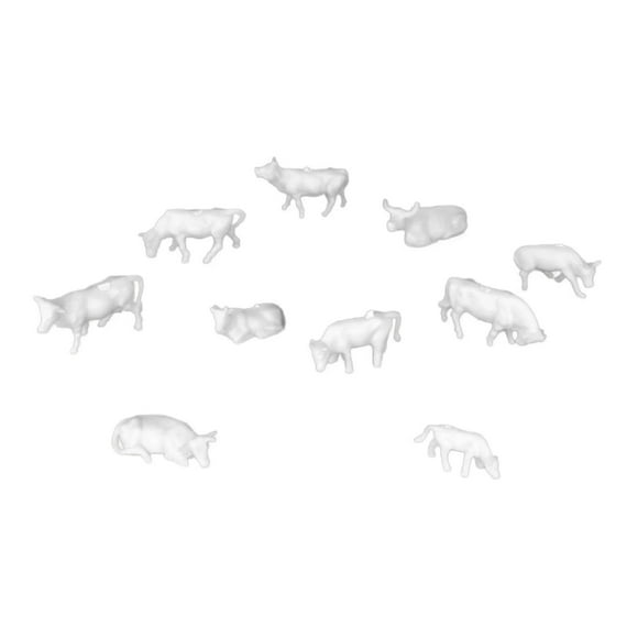 Yinanstore 10Pcs 1/87 Scale Cow Model Dioramas Architectural Miniature Cows Mini Cows for DIY Scene Train Layout Fairy Garden Sand Table