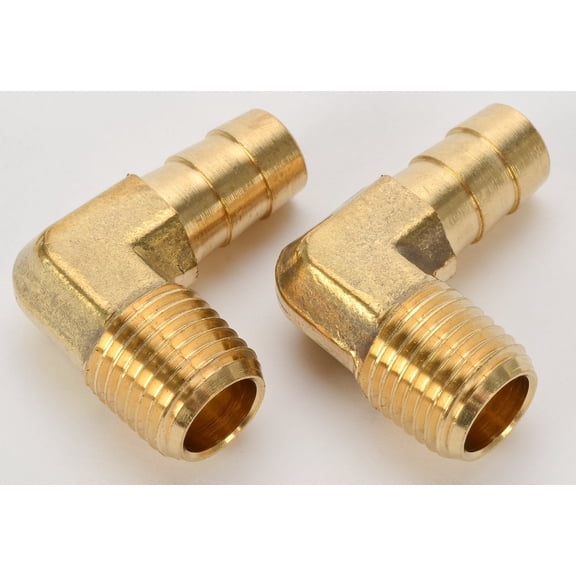 JEGS NPT 90-Degree Hose Barb Fitting [1/4 in. NPT to 3/8 in. Hose, Brass]