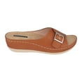 thumbnail image 2 of GC Shoes Womens Open Toe Wedge Sandals, Comfy Vegan Leather Slip On Low Heel Buckle Strap Slide Platform, Tan/Size 10, 2 of 5