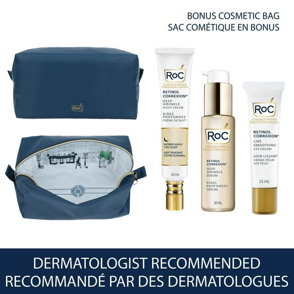 RoC Skincare - Retinol Correxion®️ - Deep Wrinkle Daily Routine Kit & Bonus Cosmetic Bag