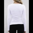 thumbnail image 4 of Camisetas Básicas Ajustadas Informales de Cuello Redondo y Larga Acanaladas para Mujer XL, 4 of 6