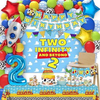 Dinosaur 2nd Birthday Party Supplies Kit - T-Rex Decorations With Garland, Banner, Tableware, Backdrop