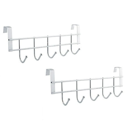

Pengzhipp Metal Hooks 2Pcs Door Hanger 5 Loop Stainless Clothes Bathroom Hooks Reusable Waterproof Homehold Tool One Size