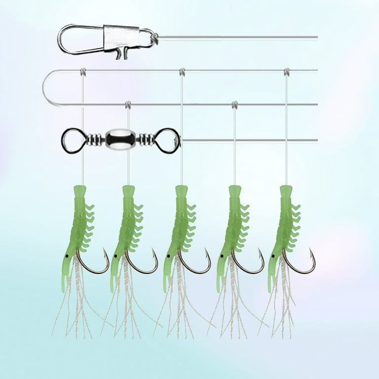 3 Strings Luminous Shrimp Hook Fishing Lure Hook String Tack Bait Jigs Hook  Lure Worm Fake Lure Lure Fishing Hooks (NO.6 Hooks)