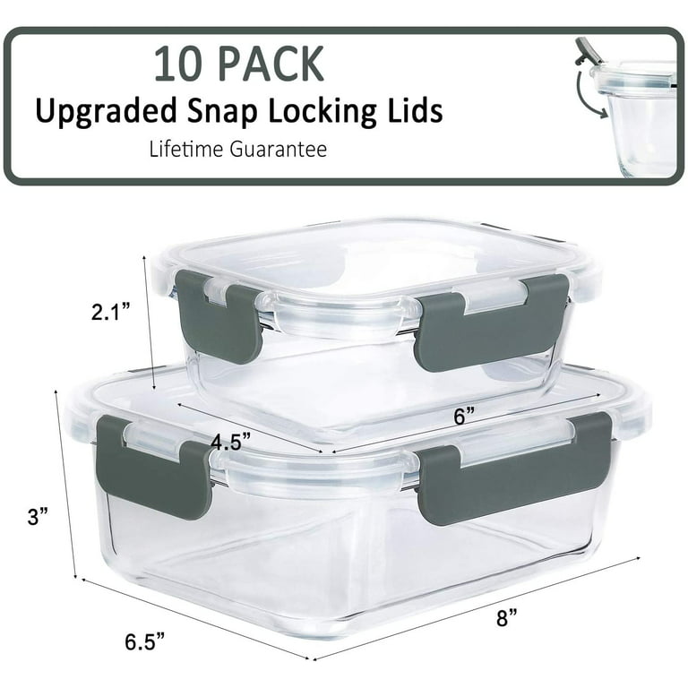 M MCIRCO [5-Pack,29 Oz] Glass Meal Prep Containers 2 Compartments Portion  Control with Upgraded Snap Locking Lids Glass Food Storage Containers